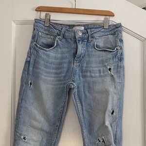 Zara Light Blue Distressed Boyfriend Jeans